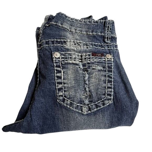 VTG Distressed ANGELS JEANS Boot Cut 5 Pocket Women's Size 8 Blue Denim 29x31.5 - Picture 6 of 8